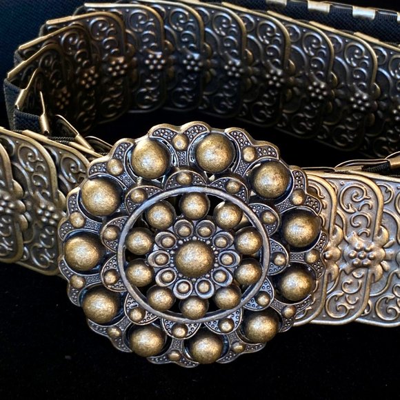 Southwest Bronze Repoussé Metal Scales Hip Belt - Picture 2 of 4